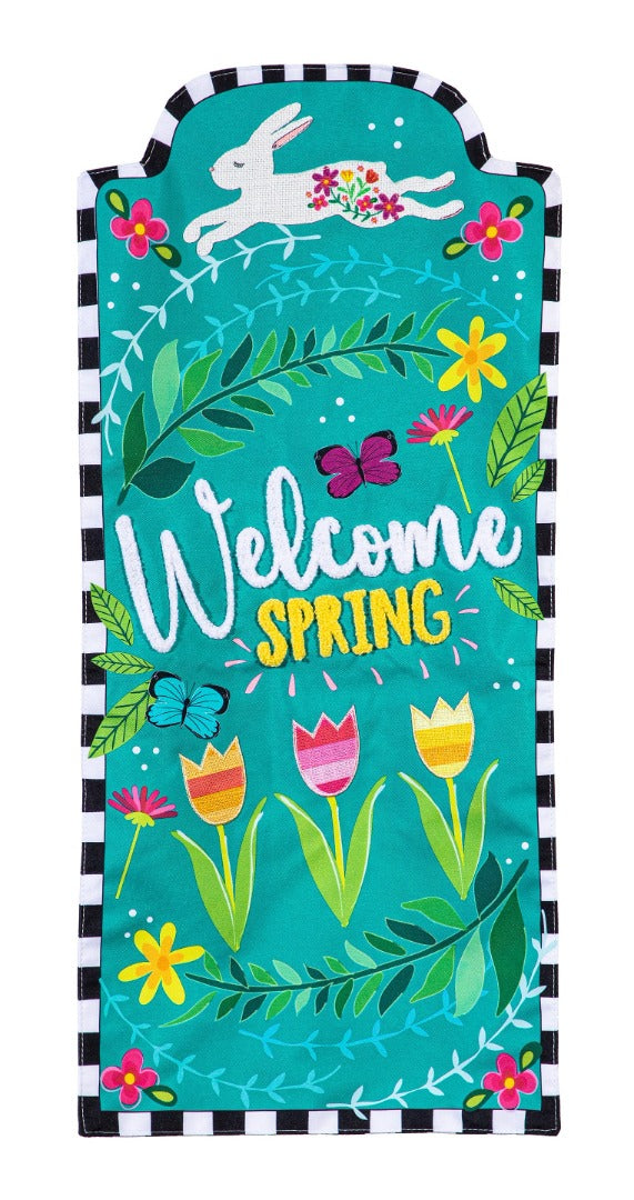 Welcome Spring Bunny Long Garden Flag 2 Sided heartlandflags