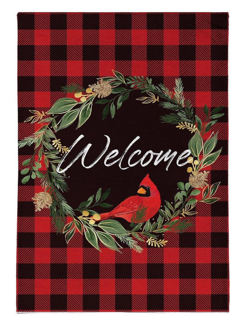 Welcoming Cardinal Wreath 2 Sided Garden Flag heartlandflags