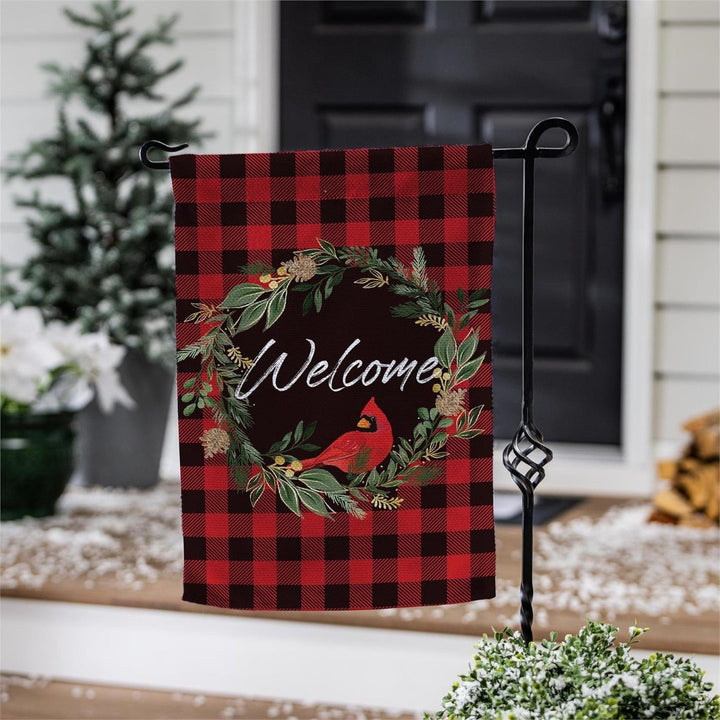 Welcoming Cardinal Wreath 2 Sided Garden Flag heartlandflags