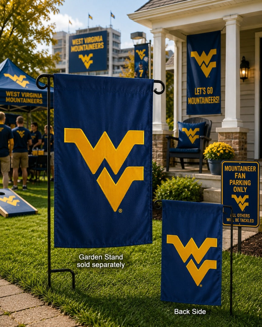 West Virginia University Garden Flag 2 Sided Applique Logo heartlandflags