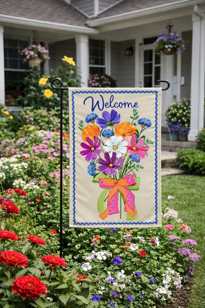 Wildflower Bouquet 2 Sided Applique Garden Flag heartlandflags