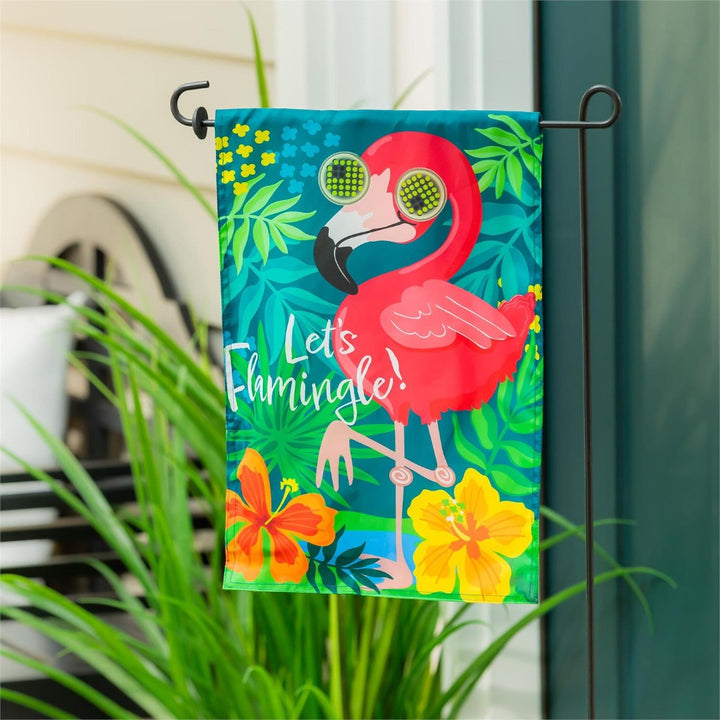 Winky Blinky Let's Flamingle LED Garden Flag heartlandflags