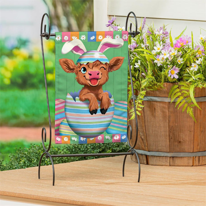 Winky The Easter Highland Cow 2 Sided Garden Flag heartlandflags