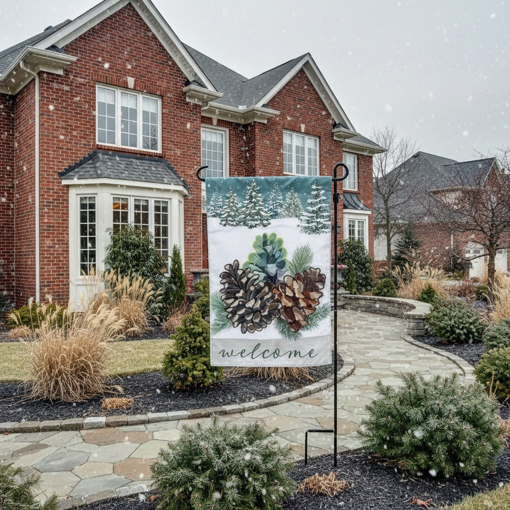 Winter Pinecones 2 Sided Garden Flag heartlandflags