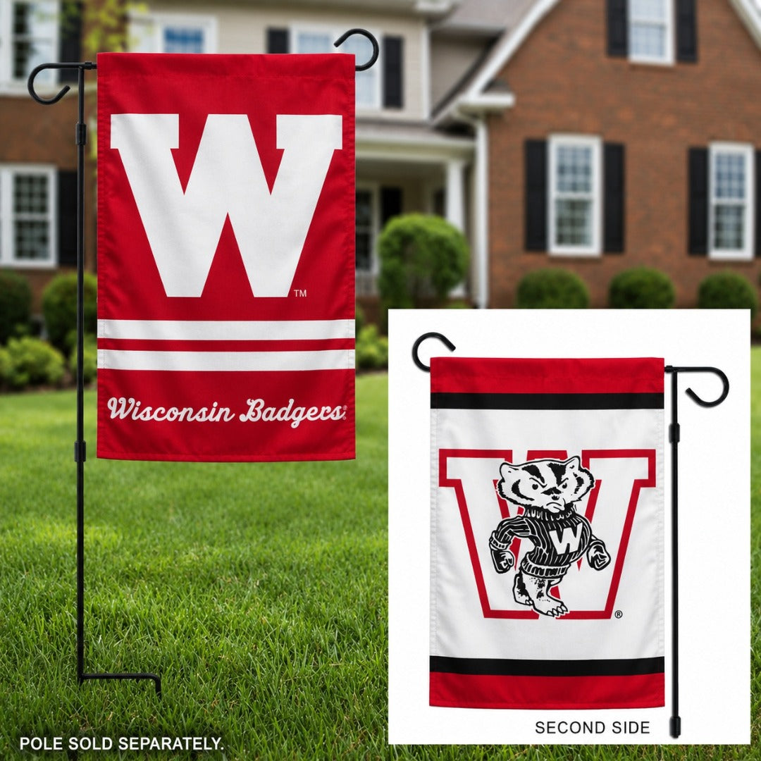 Wisconsin Badgers 2-Sided Garden Flag Vintage heartlandflags