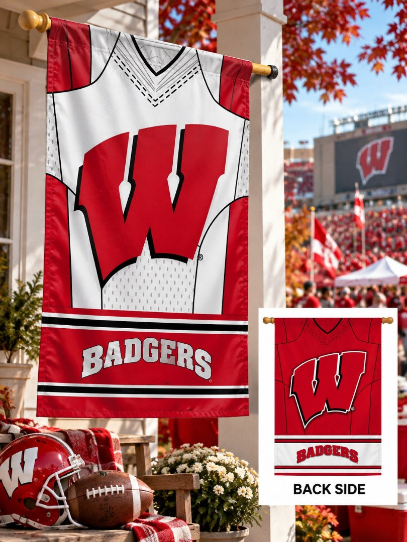 Wisconsin Badgers Banner 2 Sided Jersey House Flag heartlandflags