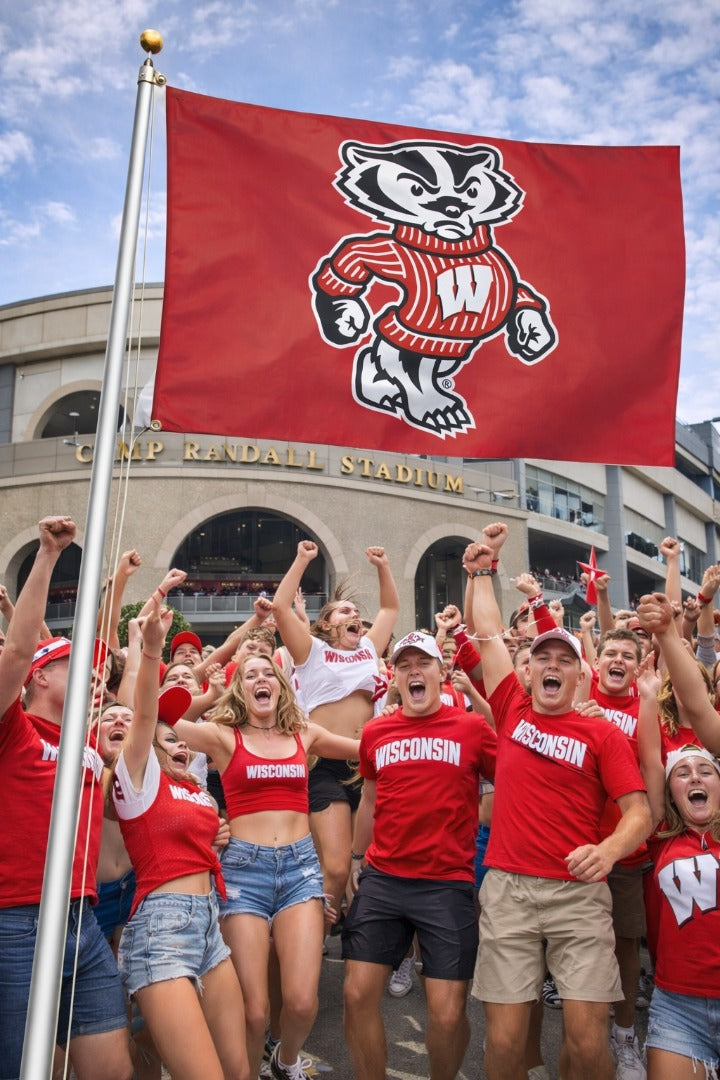 Wisconsin Badgers Flag 3x5 Bucky Badger 2 Sided heartlandflags