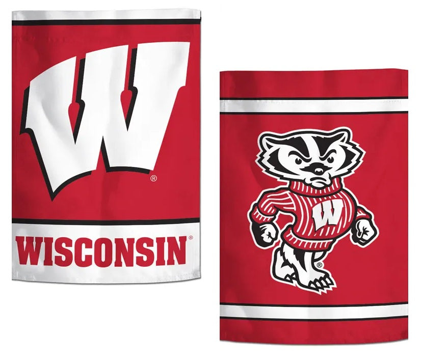 Wisconsin Badgers Garden Flag 2 Sided Bucky heartlandflags