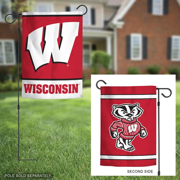 Wisconsin Badgers Garden Flag 2 Sided Bucky heartlandflags