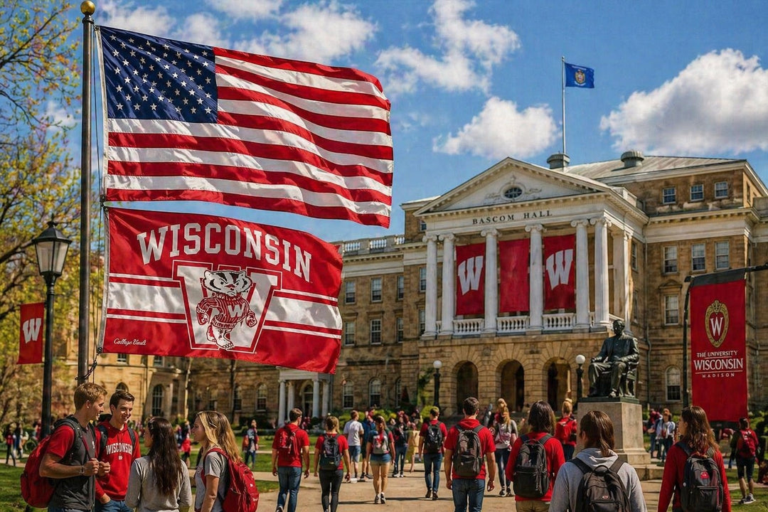 Wisconsin Badgers Vault Logo 3x5 Flag Throwback heartlandflags