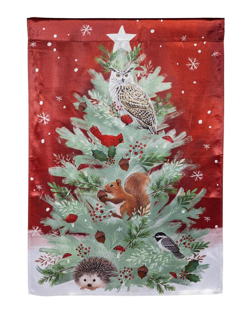 Woodland Animal Christmas Tree 2 Sided Banner heartlandflags