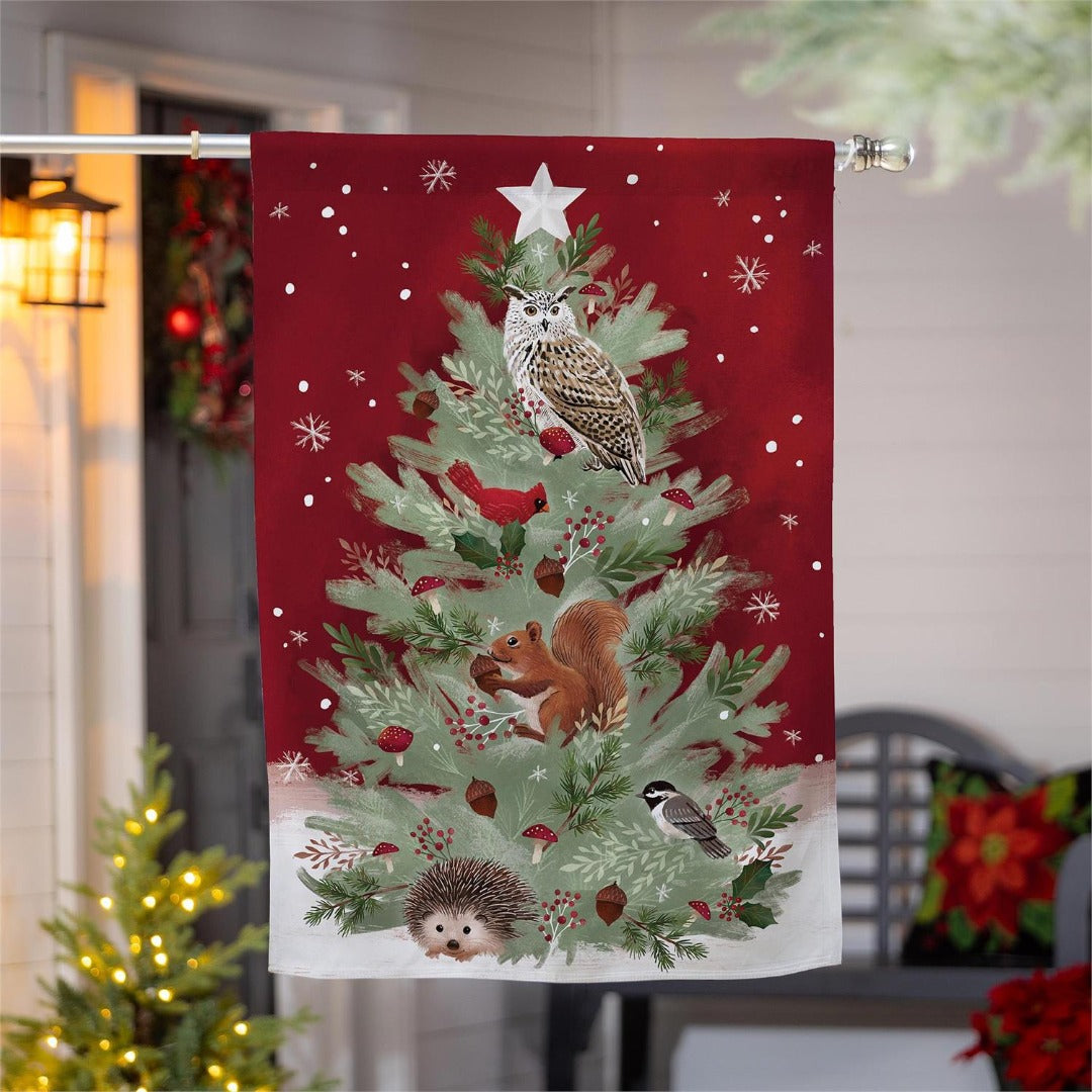 Woodland Animal Christmas Tree 2 Sided Banner heartlandflags