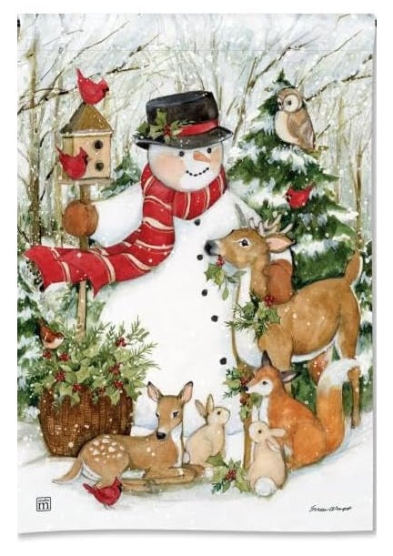 Woodland Snowman Winter Garden Flag heartlandflags