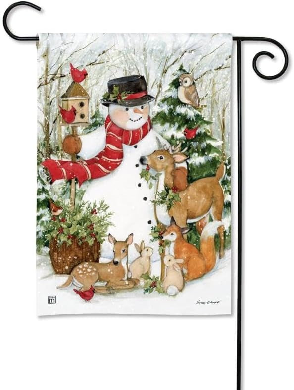 Woodland Snowman Winter Garden Flag heartlandflags