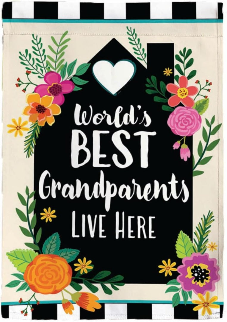 Worlds Best Grandparents 2 Sided Garden Flag heartlandflags