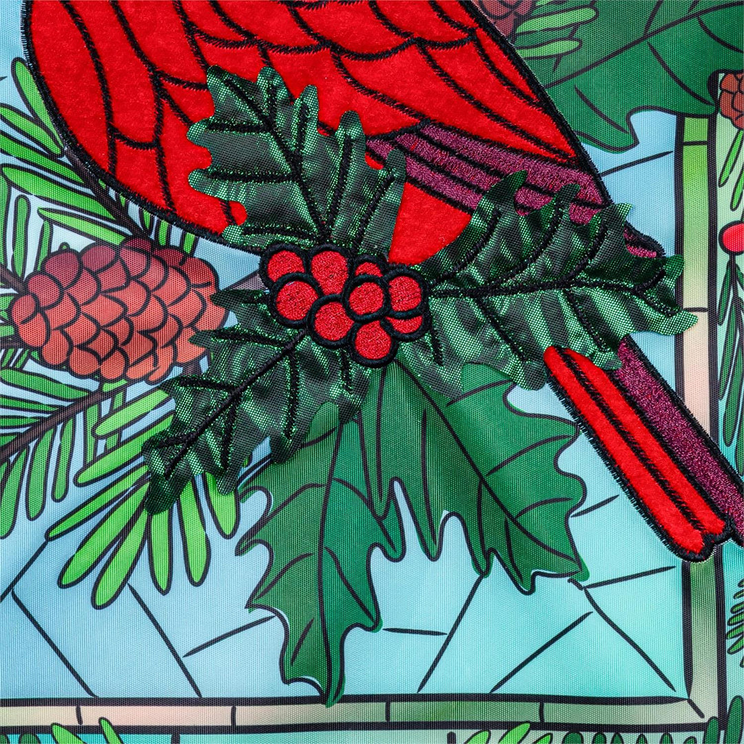 Stained Glass Winter Cardinal Garden Flag heartlandflags