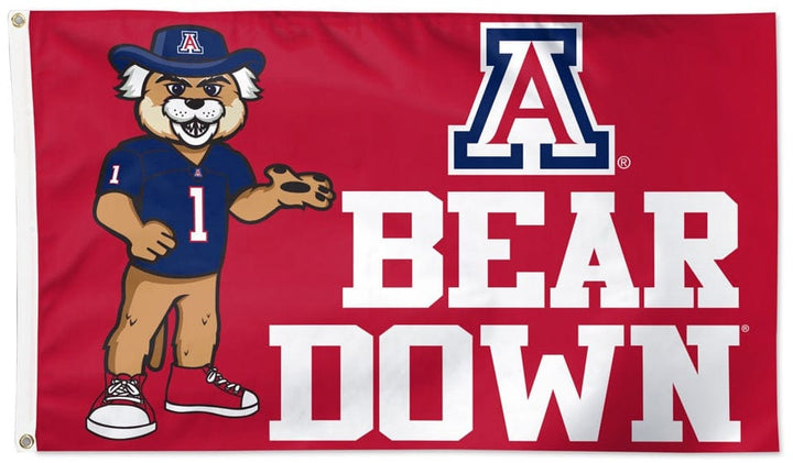 Arizona Wildcats Flag 3x5 Mascot Logo on Red Bear Down 35653321 Heartland Flags