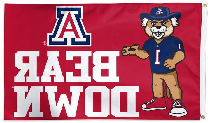 Arizona Wildcats Flag 3x5 Mascot Logo on Red Bear Down 35653321 Heartland Flags