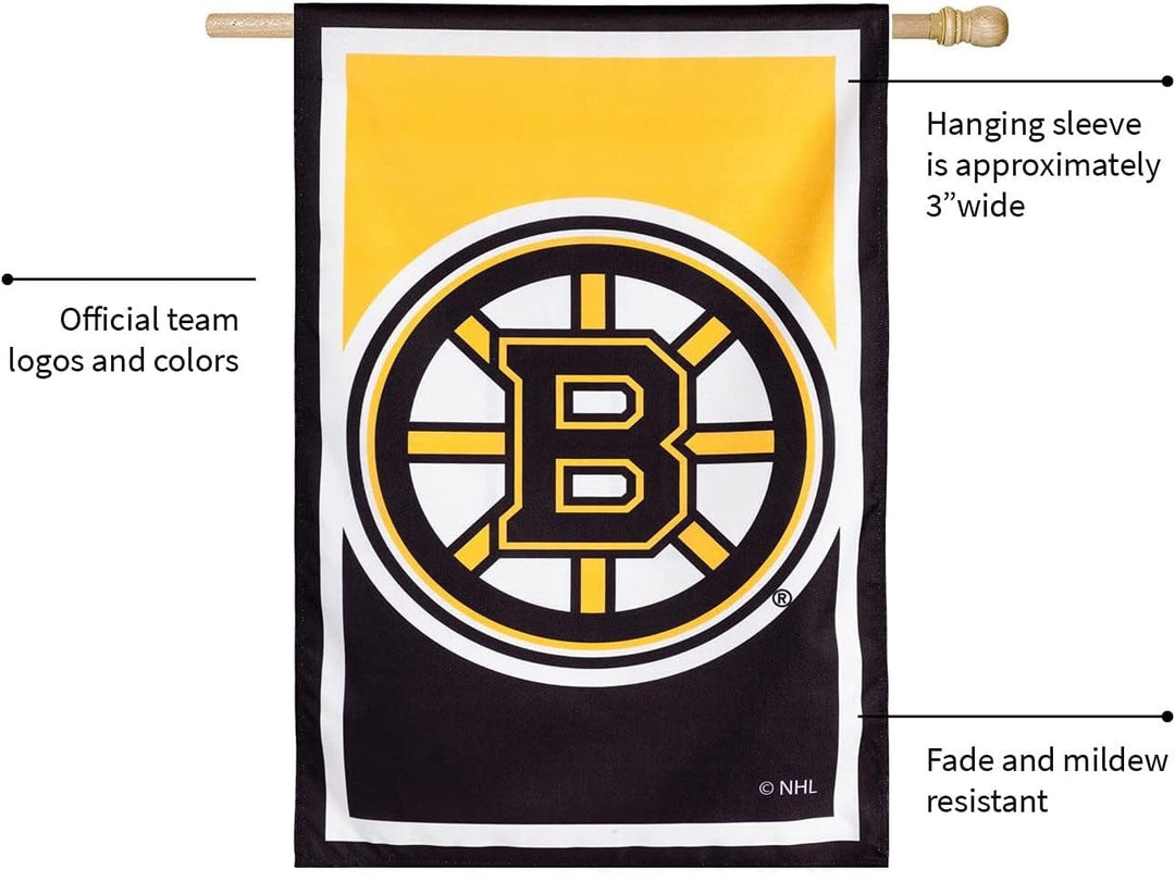 Boston Bruins Banner 2 Sided Burlap House Flag 13NB4351 Heartland Flags