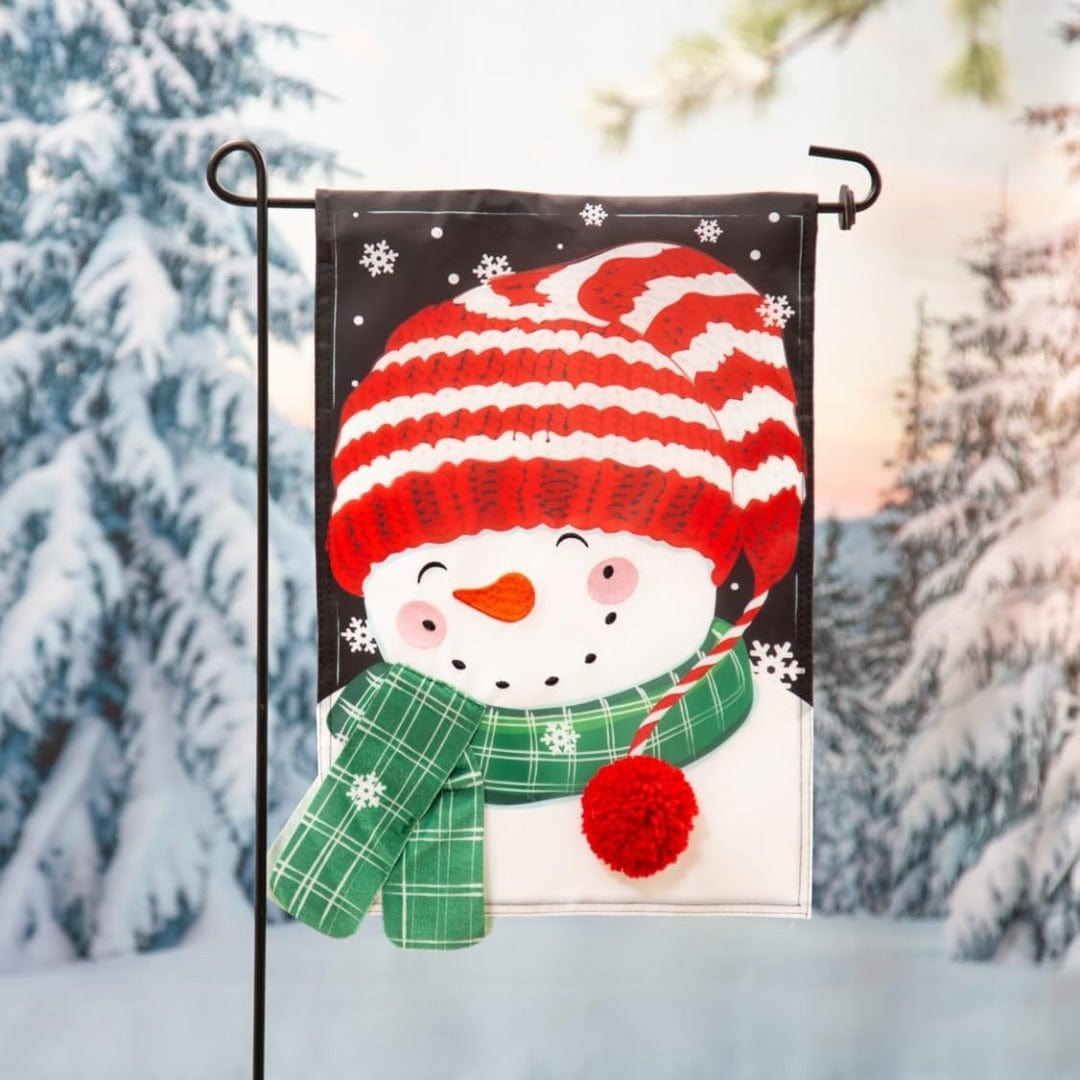 Cheerful Snowman Winter Garden Flag 2 Sided Applique 169624 Heartland Flags