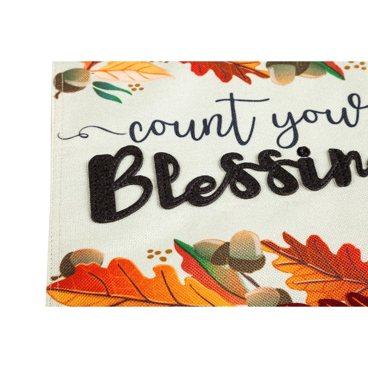 Count Your Blessings Thanksgiving Garden Flag 2 Sided Burlap 14B9931 Heartland Flags