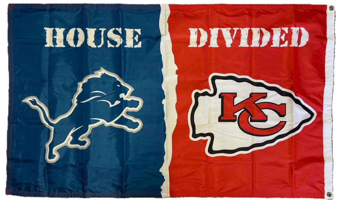 Detroit Lions - Kansas City Chiefs House Divided Flag 3x5 2 Sided 175816 Heartland Flags