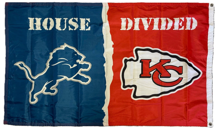 Detroit Lions - Kansas City Chiefs House Divided Flag 3x5 2 Sided 175816 Heartland Flags
