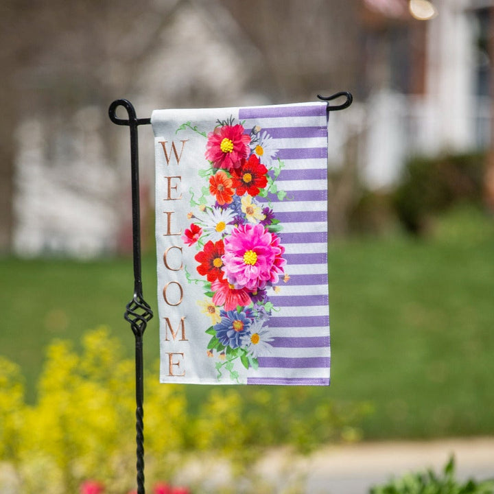 Divided Floral Spring Garden Flag 2 Sided Burlap Welcome 14B10886 Heartland Flags