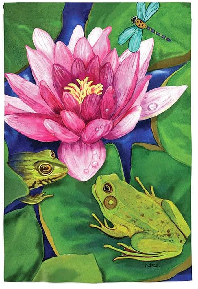 Frog Lily Banner 2 Sided Summer House Flag 13A2750 Heartland Flags