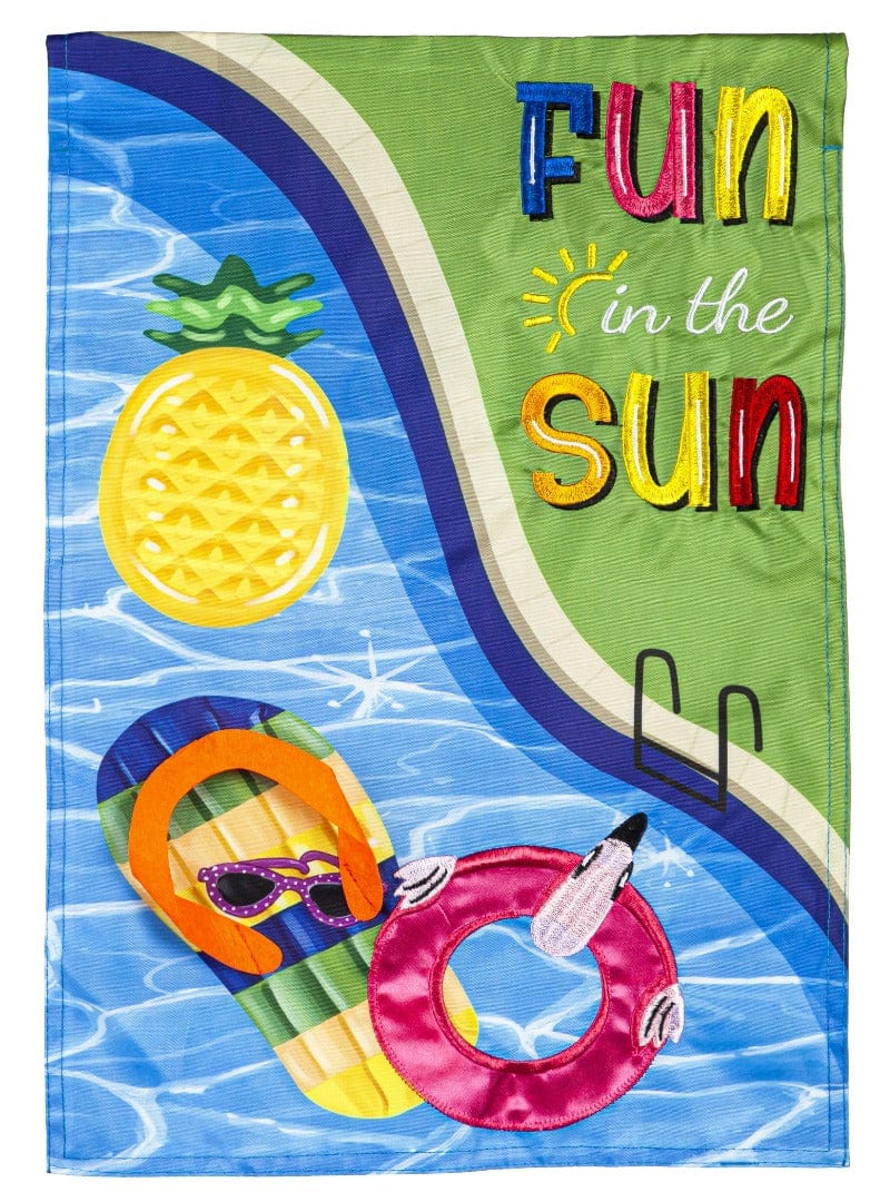 Fun In The Sun Pool Day Summer Garden Flag 2 Sided Applique 169510 Heartland Flags