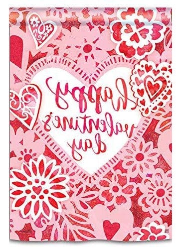 Happy Valentine Day Lace Flag Vertical House Banner 91874 Heartland Flags