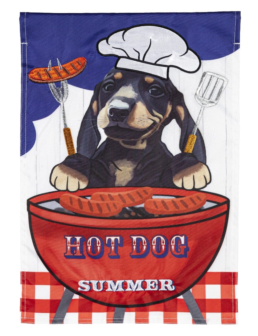 Hog Dog It's Summer Garden Flag 2 Sided Applique 169511 Heartland Flags