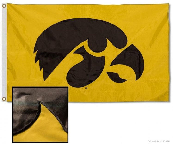 Iowa Hawkeyes Flag Applique Various Sizes Black Yellow 0070203011G Heartland Flags