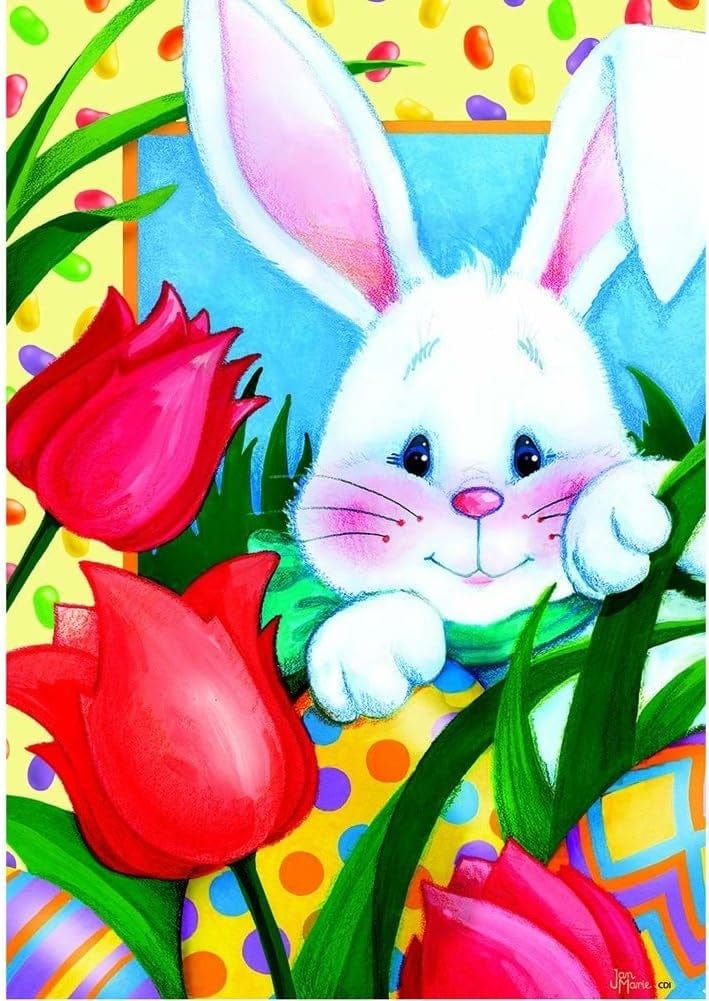 Jelly Bean Bunny Easter Garden Flag 2 Sided 2653FM Heartland Flags