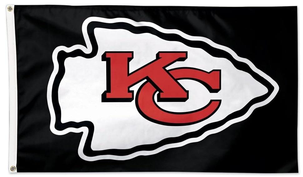 Kansas City Chiefs Flag 3x5 Black 2 Sided Logo 33963 Heartland Flags
