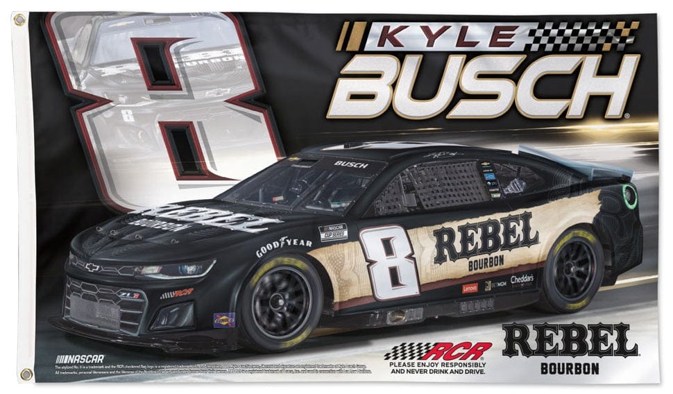 Kyle Busch Flag 3x5 Rebel Bourbon Race Car 2024 77566424 Heartland Flags
