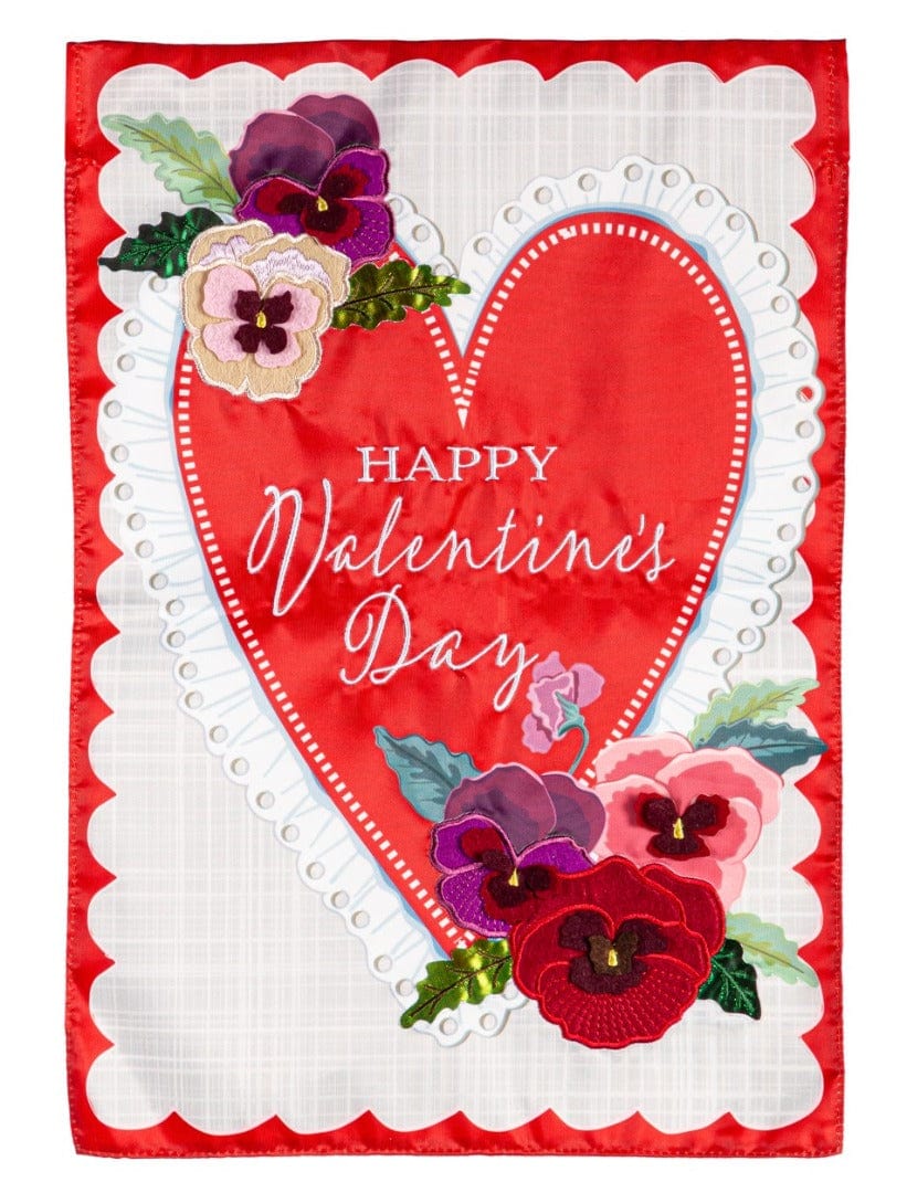 Lace Heart Valentine Banner 2 Sided Applique House Flag 159697 Heartland Flags