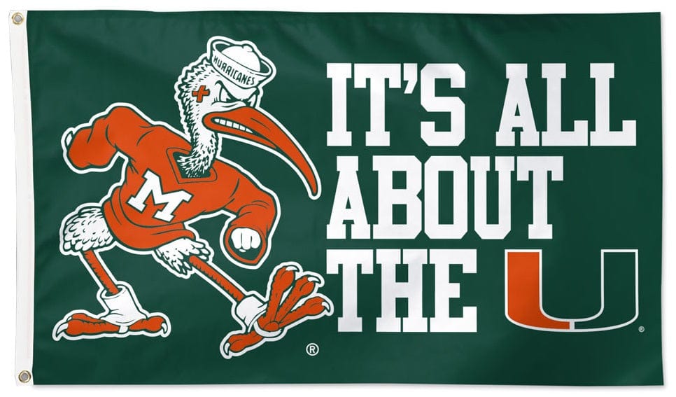 Miami Hurricanes Flag 3x5 Its All About The U Mascot 35730321 Heartland Flags