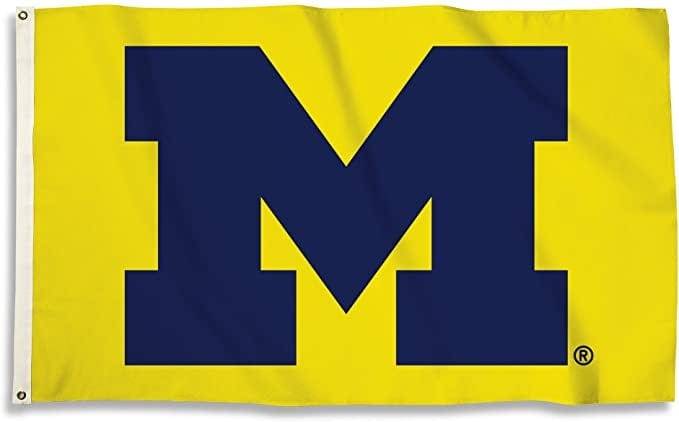 Michigan Wolverines Flag 3x5 Maize Logo Yellow 95803 Heartland Flags