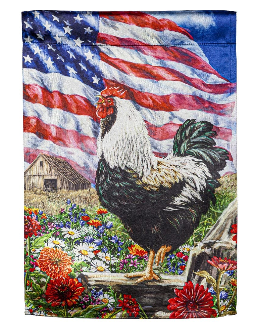 Morning In America Patriotic Garden Flag 2 Sided Rooster 14LU10918 Heartland Flags