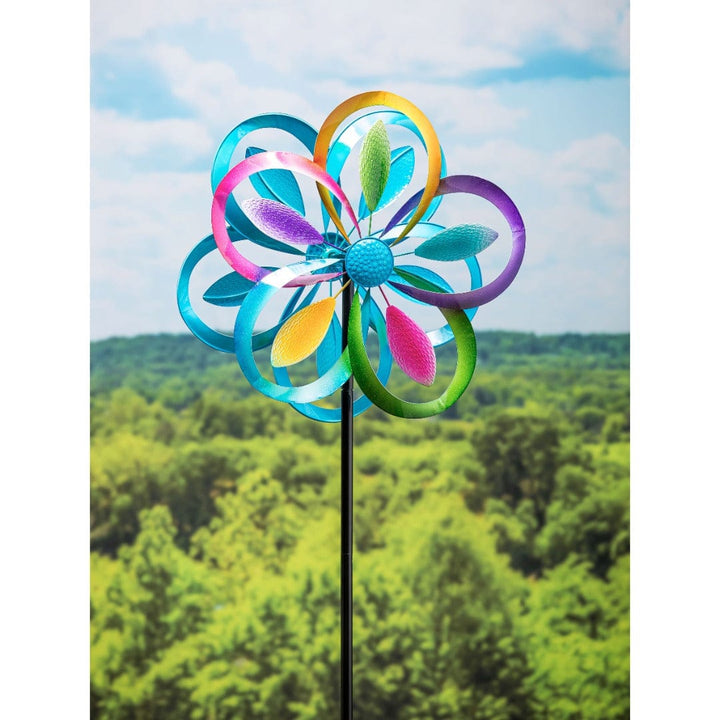 Multi Color Rings Wind Spinner 75 Inches Tall heartlandflags