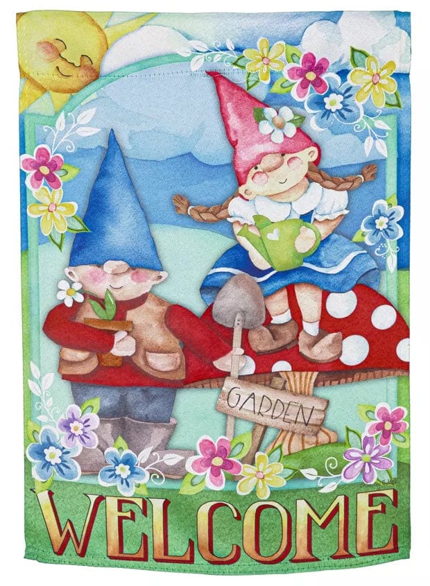 Pair Of Garden Gnomes Garden Flag 2 Sided Welcome 14S10763 Heartland Flags
