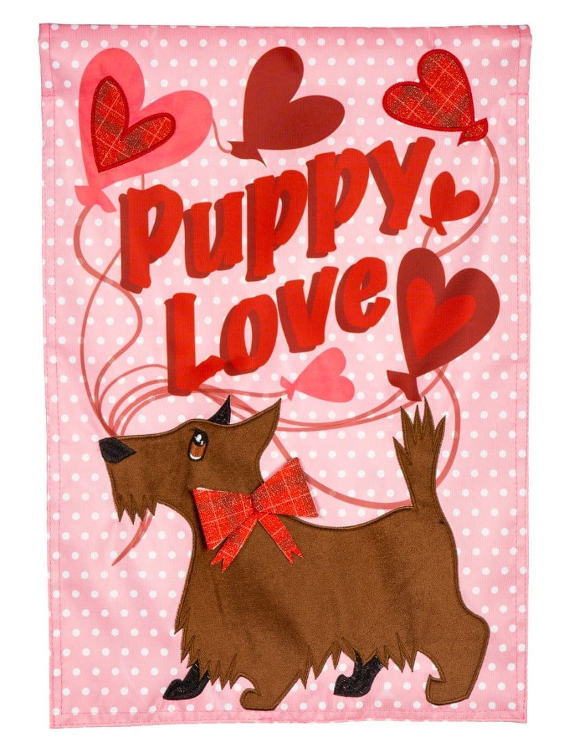 Puppy Love Valentine Garden Flag 2 Sided Applique 169597 Heartland Flags
