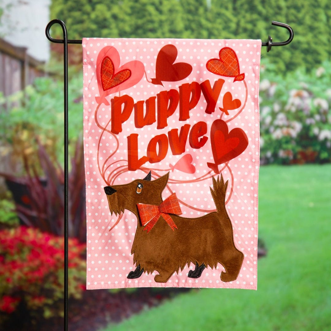 Puppy Love Valentine Garden Flag 2 Sided Applique 169597 Heartland Flags