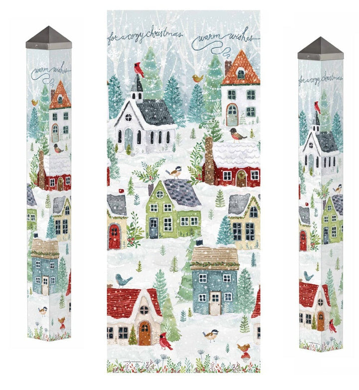 Snow Village Winter Art Pole 40 Inches Tall Painted Peace PL40024 Heartland Flags