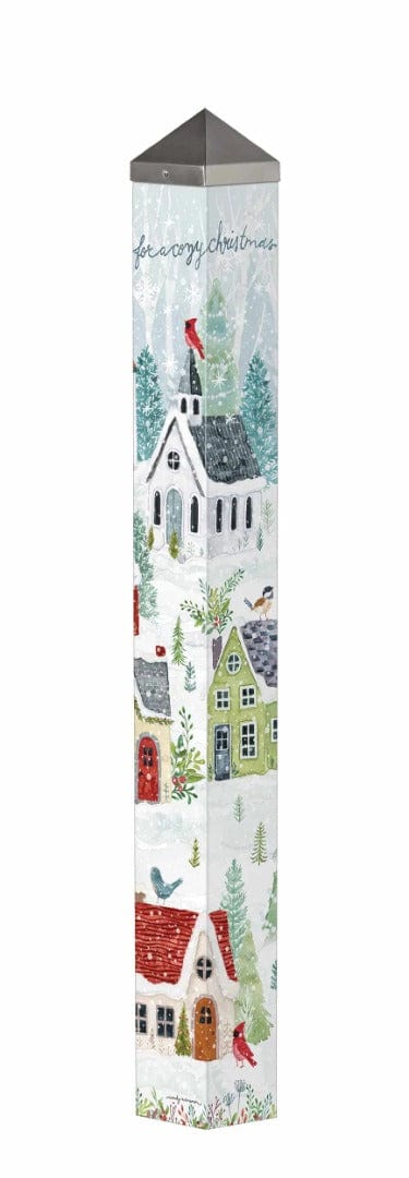 Snow Village Winter Art Pole 40 Inches Tall Painted Peace PL40024 Heartland Flags