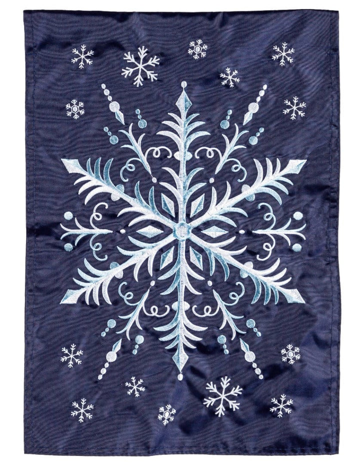 Snowflake Winter Garden Flag 2 Sided Applique 169606 Heartland Flags