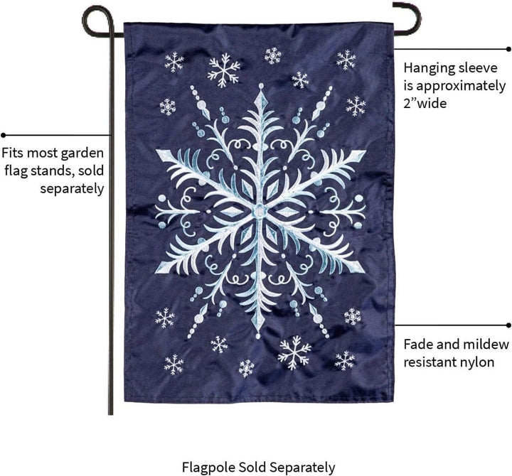 Snowflake Winter Garden Flag 2 Sided Applique 169606 Heartland Flags