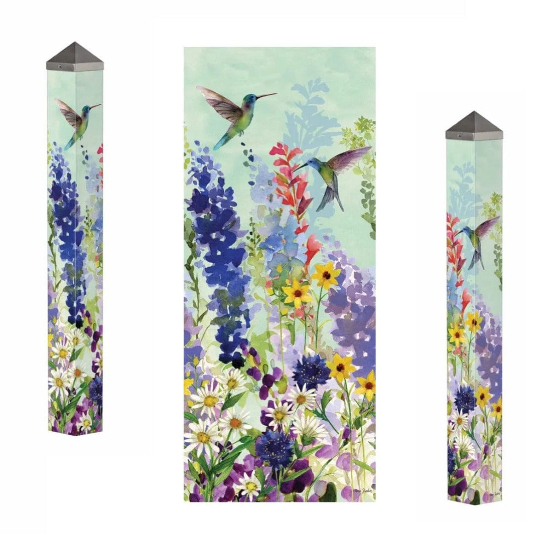 Spring Hummingbirds Art Pole 40 Inches Tall Painted Peace PL40022 Heartland Flags