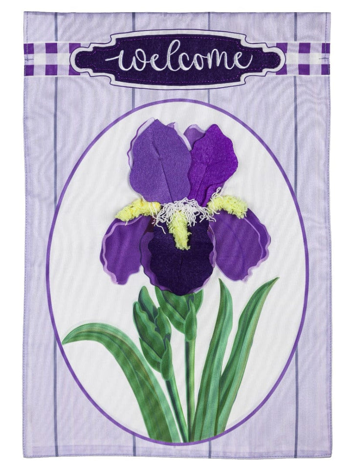Spring Iris Welcome Garden Flag 2 Sided Applique 169457 Heartland Flags